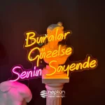 Buralar Güzelse Senin Sayende Neon Tabela